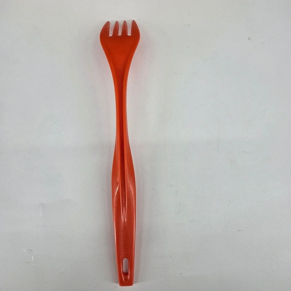 Vintage Fesco 4059 Orange Plastic Pasta Fork Spaghetti Server Retro Kitchen Tool